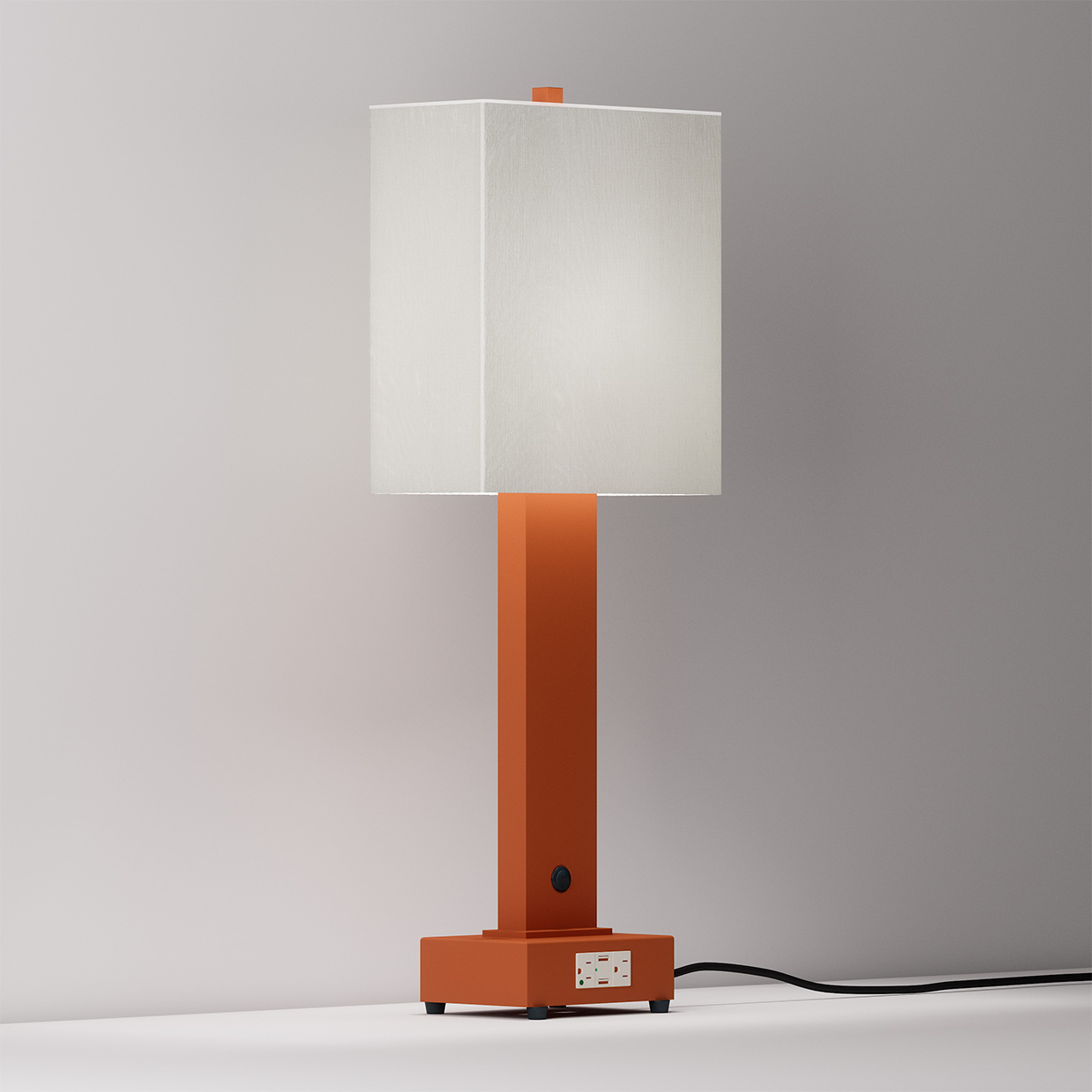 Serenity table lamp for healthcare with terracotta paint finish 