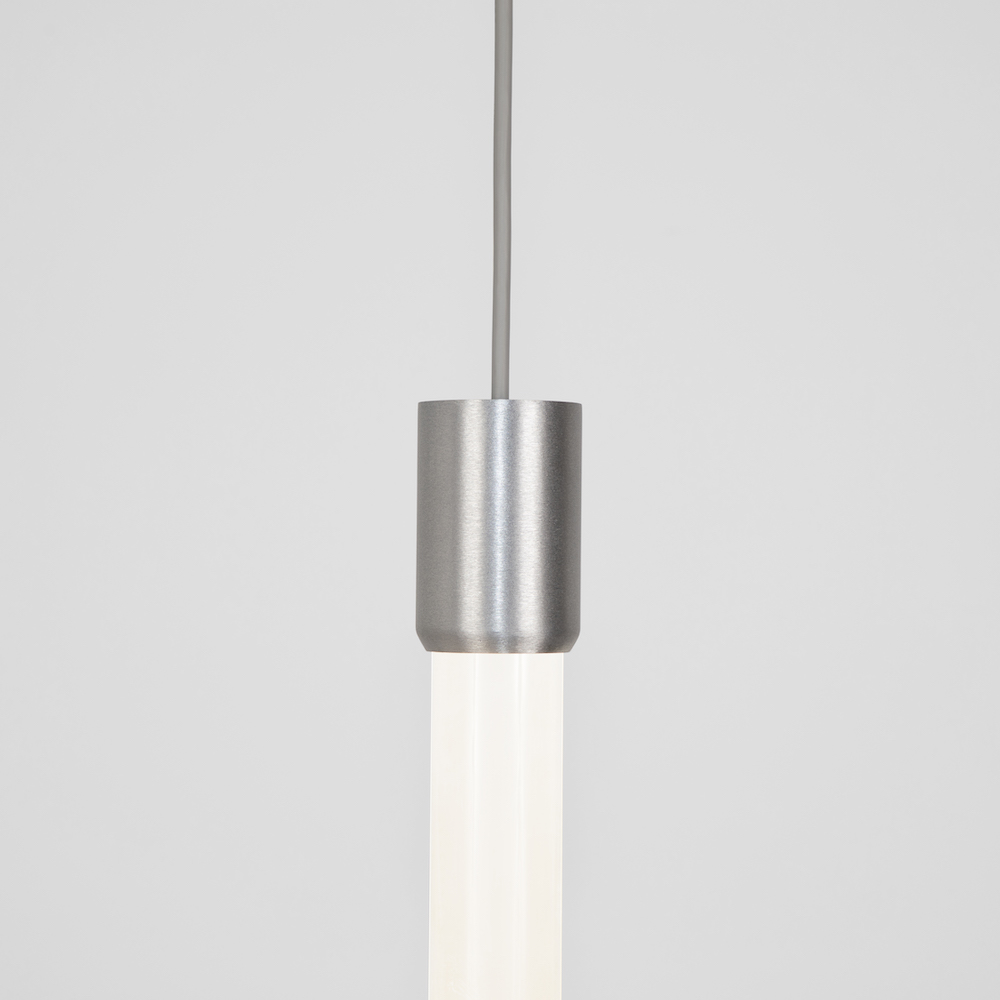 Theo pendant detail with brushed aluminum top cap by Visa Lighting