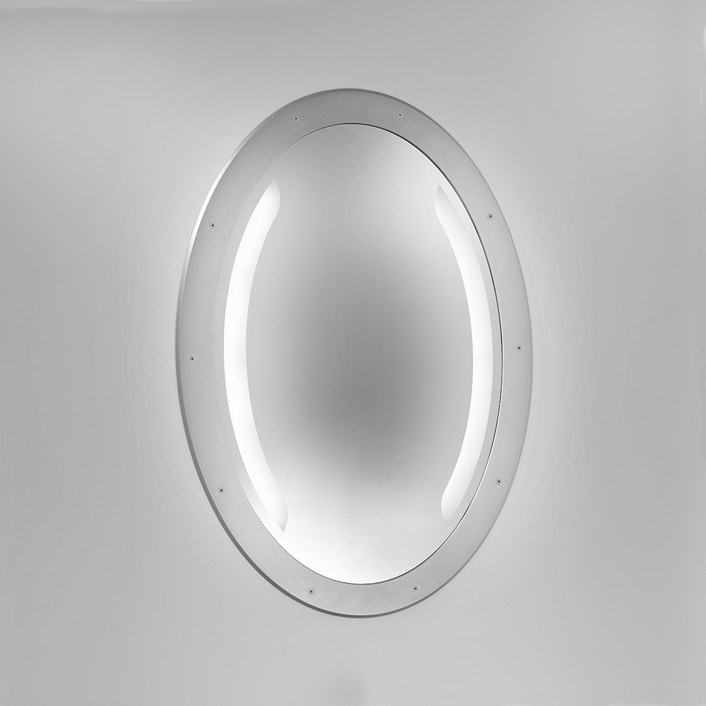 An oval mirror with integrated LED illumination 