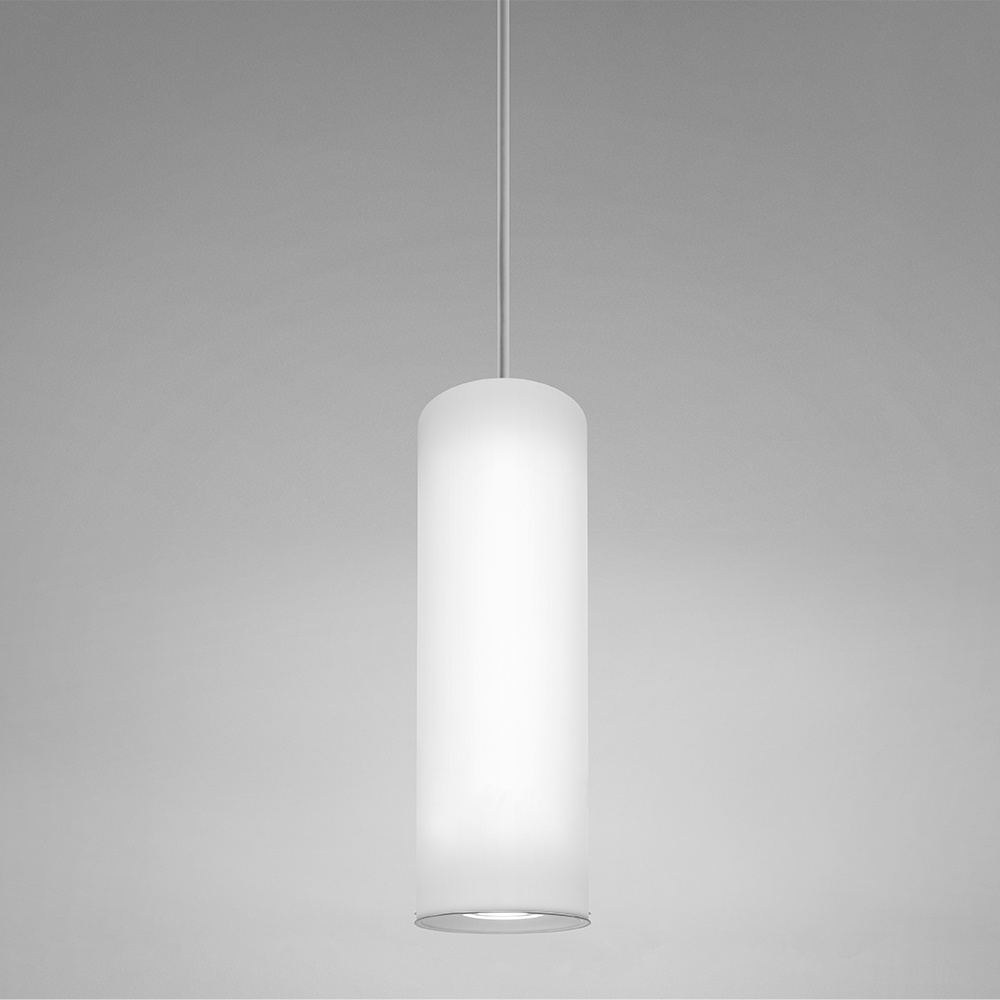 A long, luminous cylinder pendant