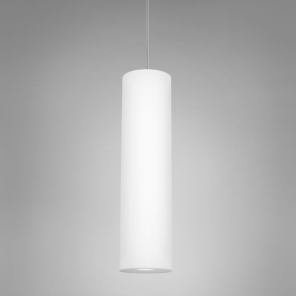 A long, luminous cylinder pendant