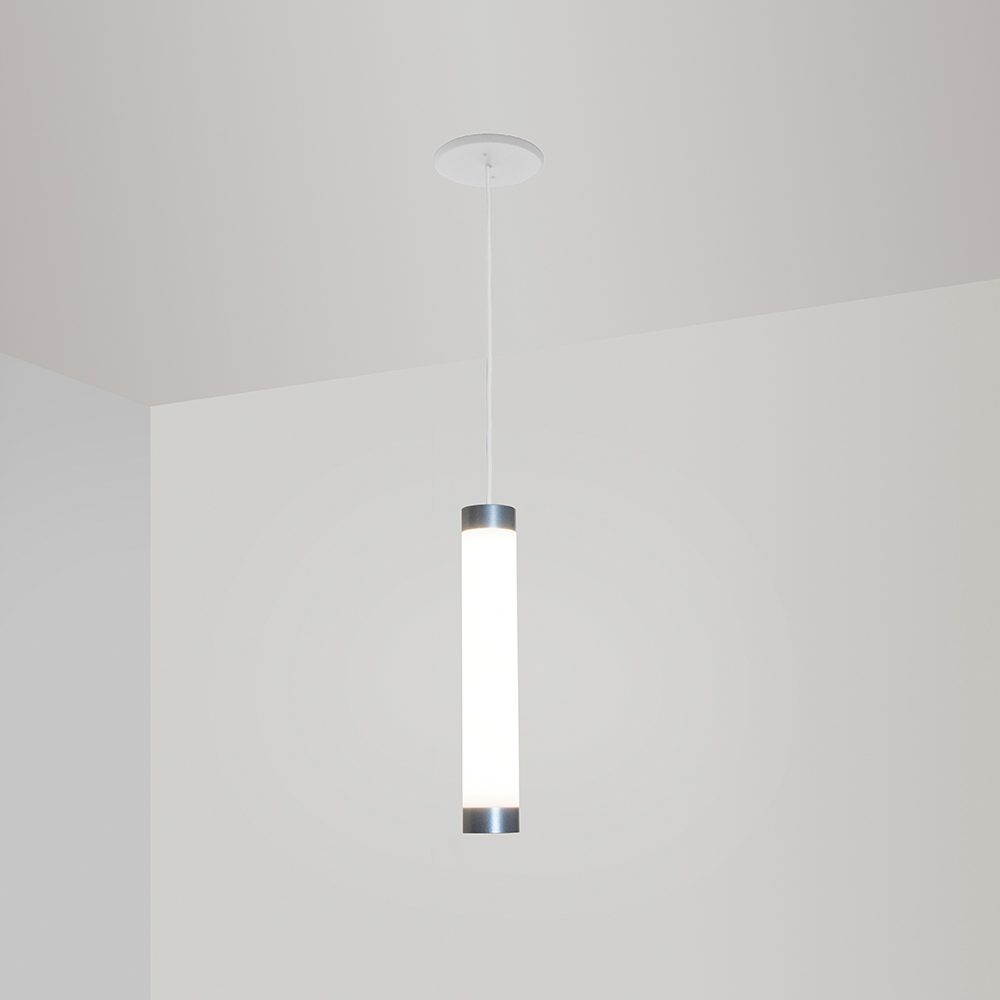A thin, long, luminous cylinder pendant