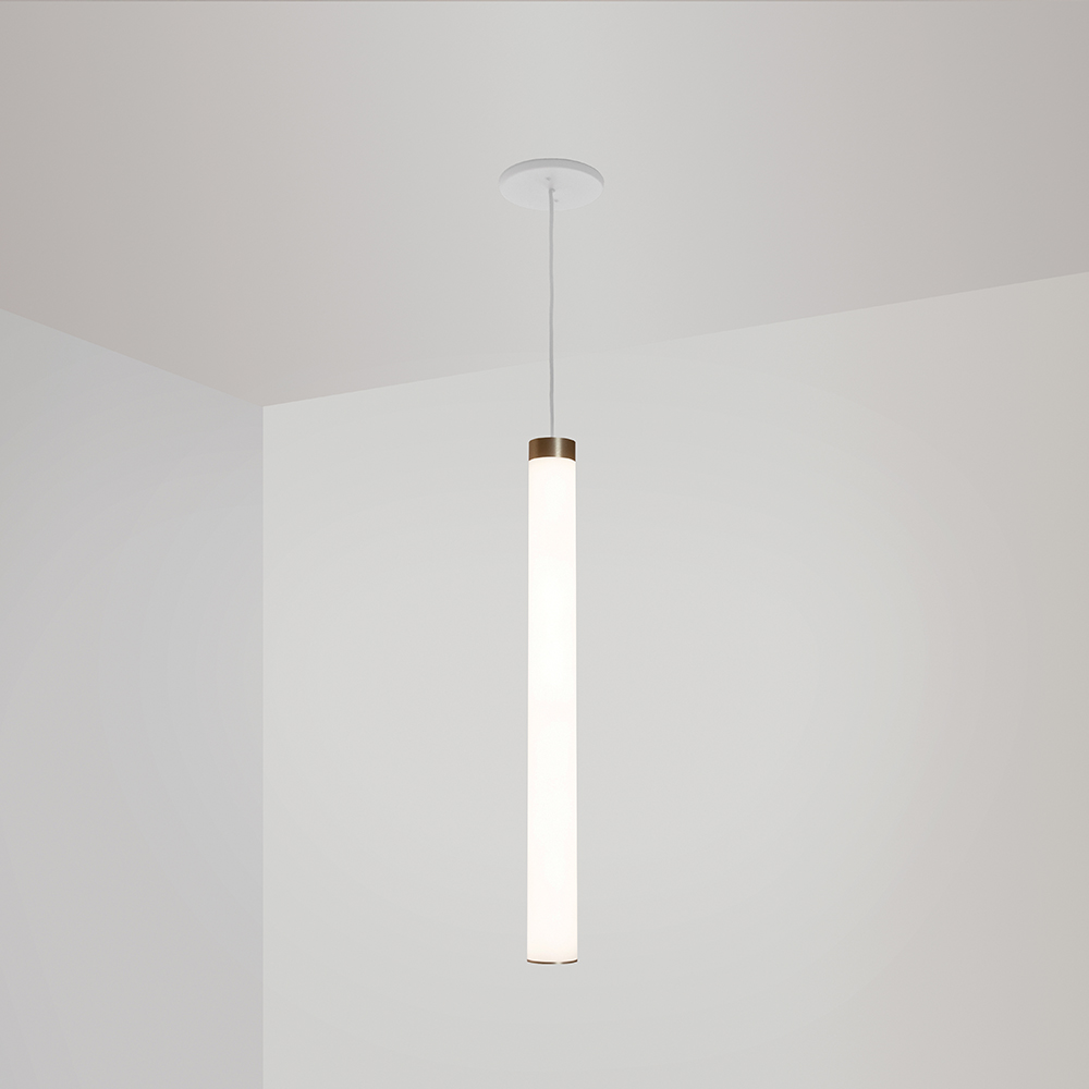 A thin, long, luminous cylinder pendant