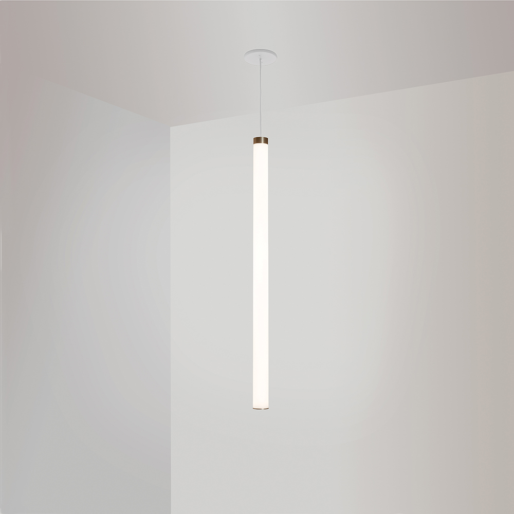 A thin, long, luminous cylinder pendant