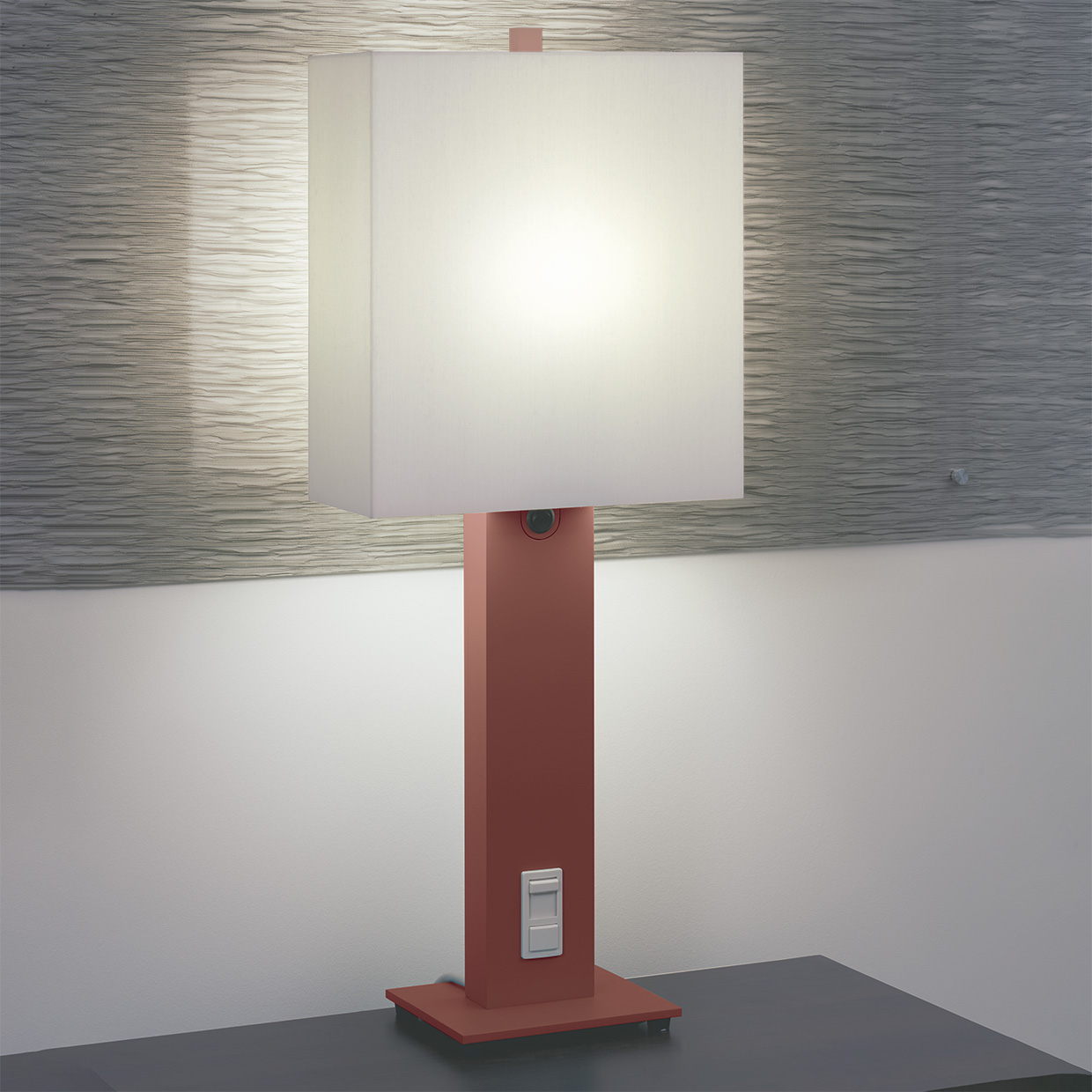 Serenity table lamp for healthcare with Vineyard Red paint