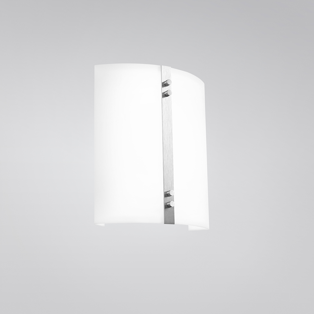 A small luminous wall sconce with a metal accent bar in the center