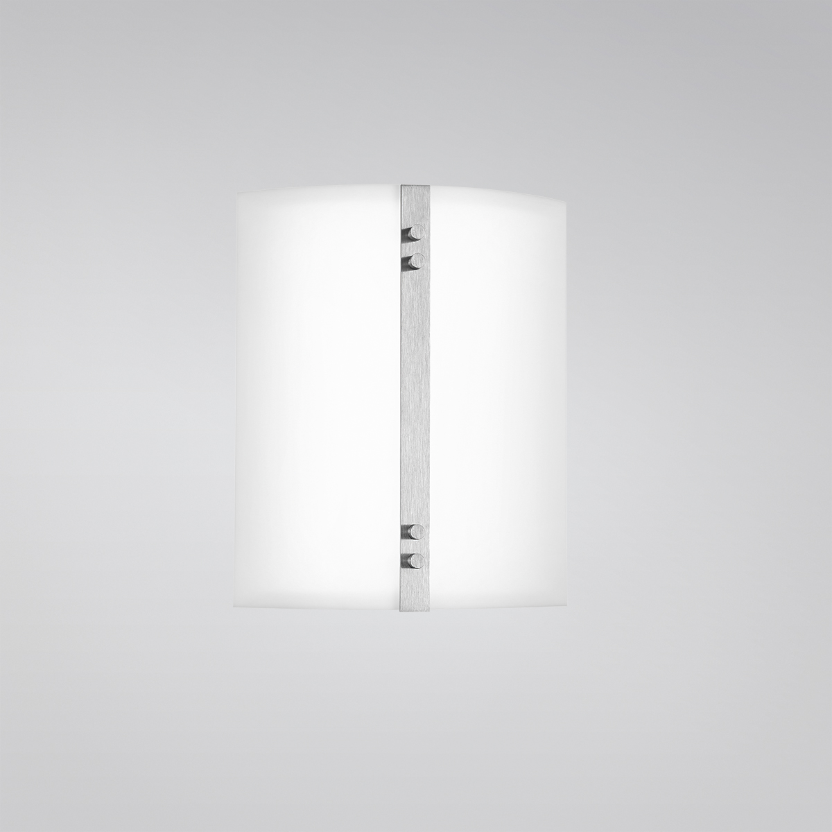 A small luminous wall sconce with a metal accent bar in the center