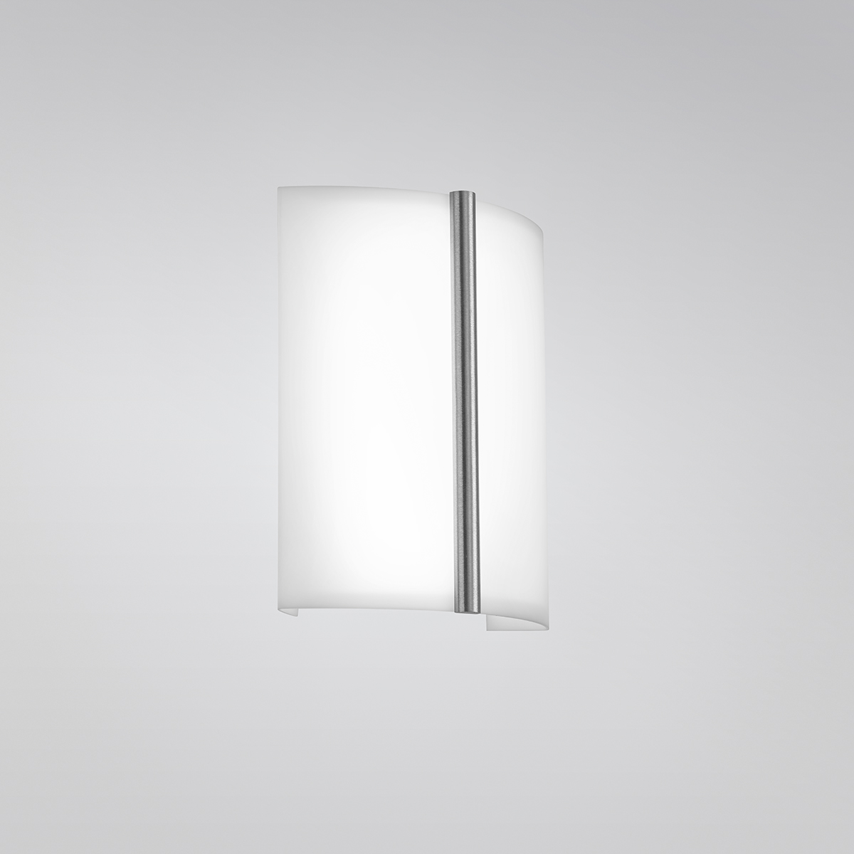 A small luminous wall sconce with a metal accent bar in the center