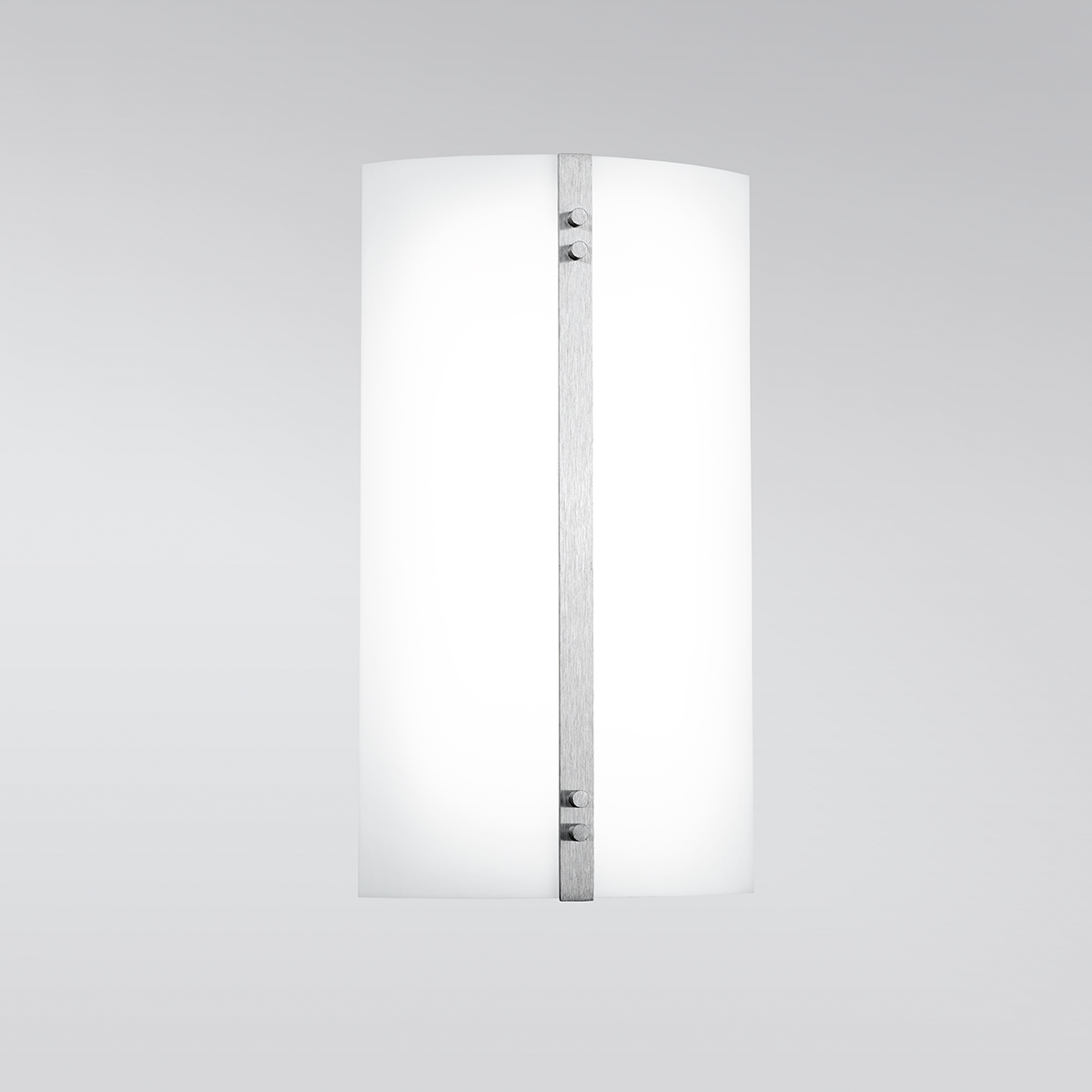 A small luminous wall sconce with a metal accent bar in the center