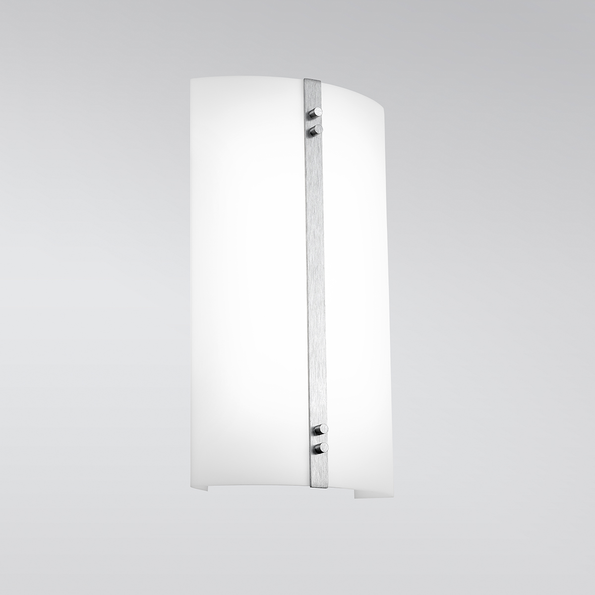 A small luminous wall sconce with a metal accent bar in the center