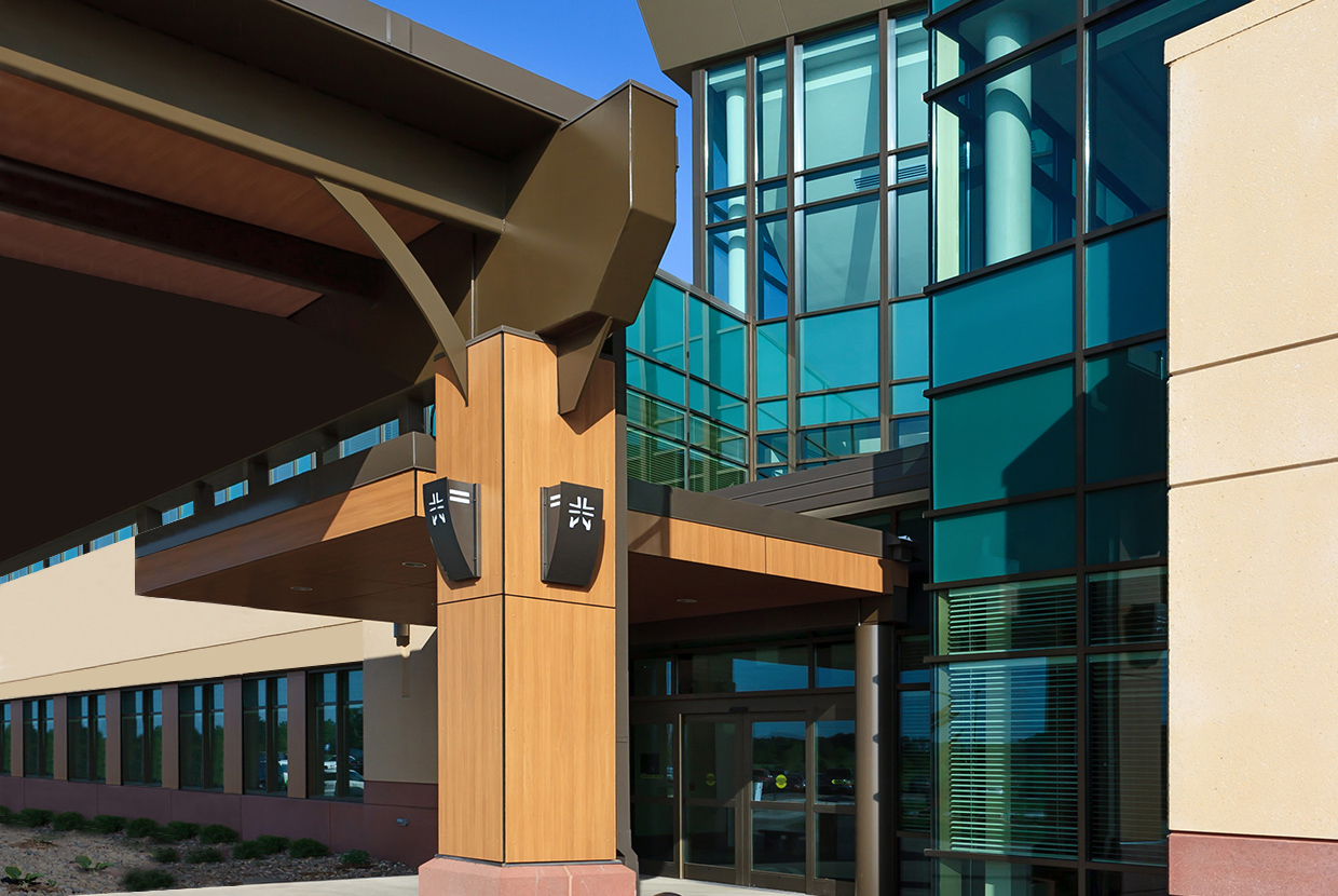 Cypress custom light fixtures on the exterior of a building