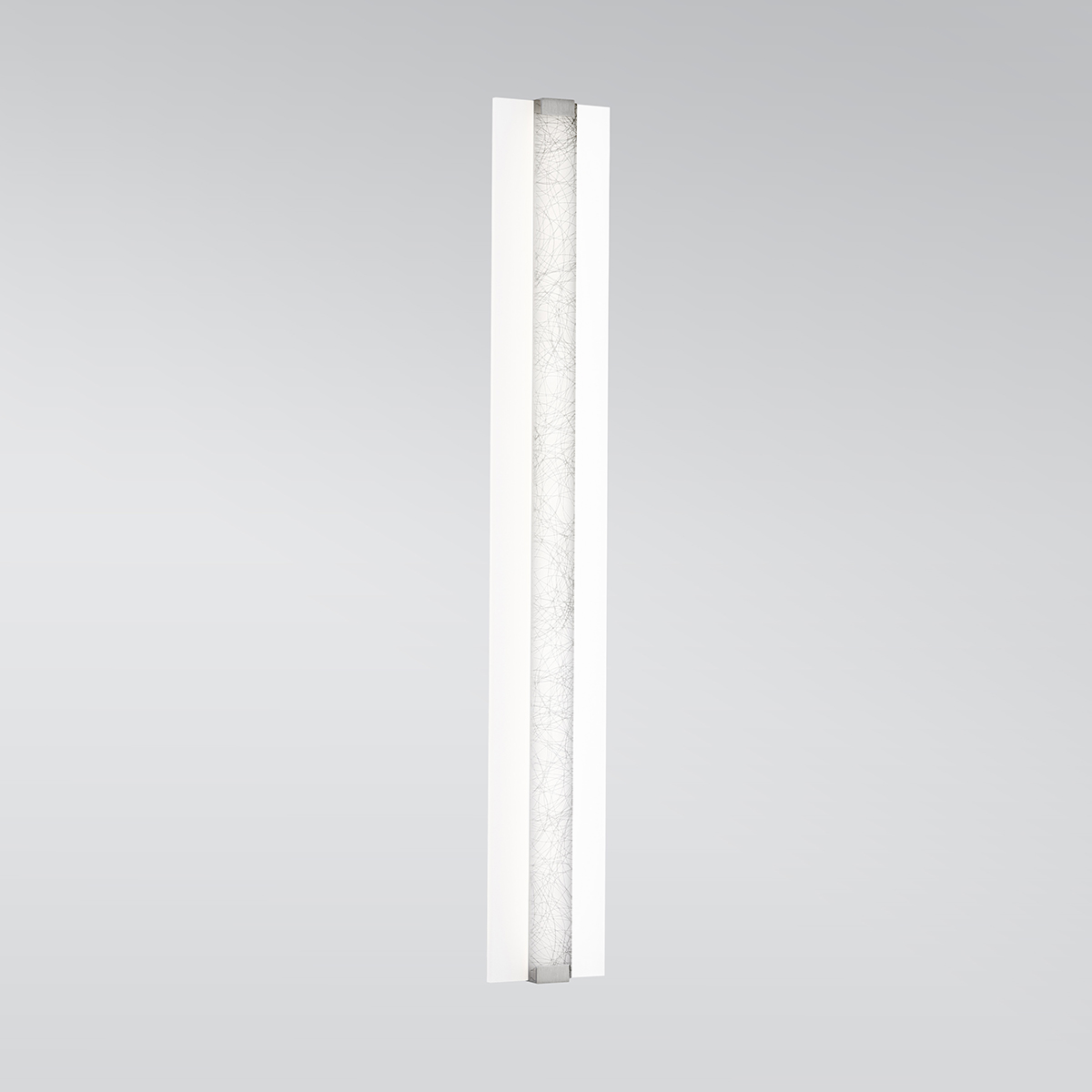 A flat linear wall sconce with a thin, luminous body 