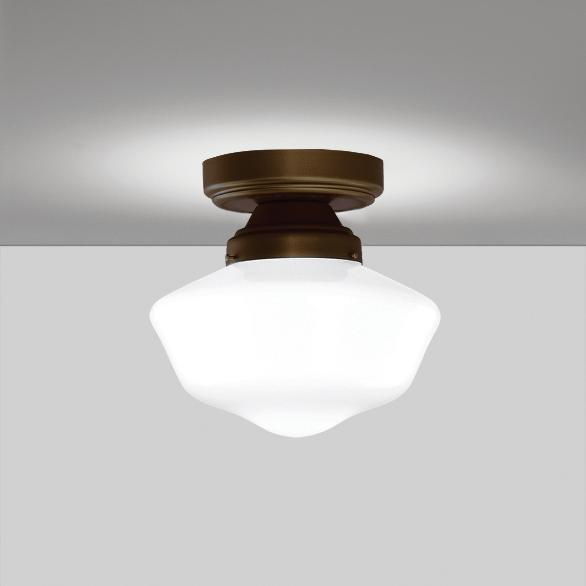 A classic school house style ceiling luminaire