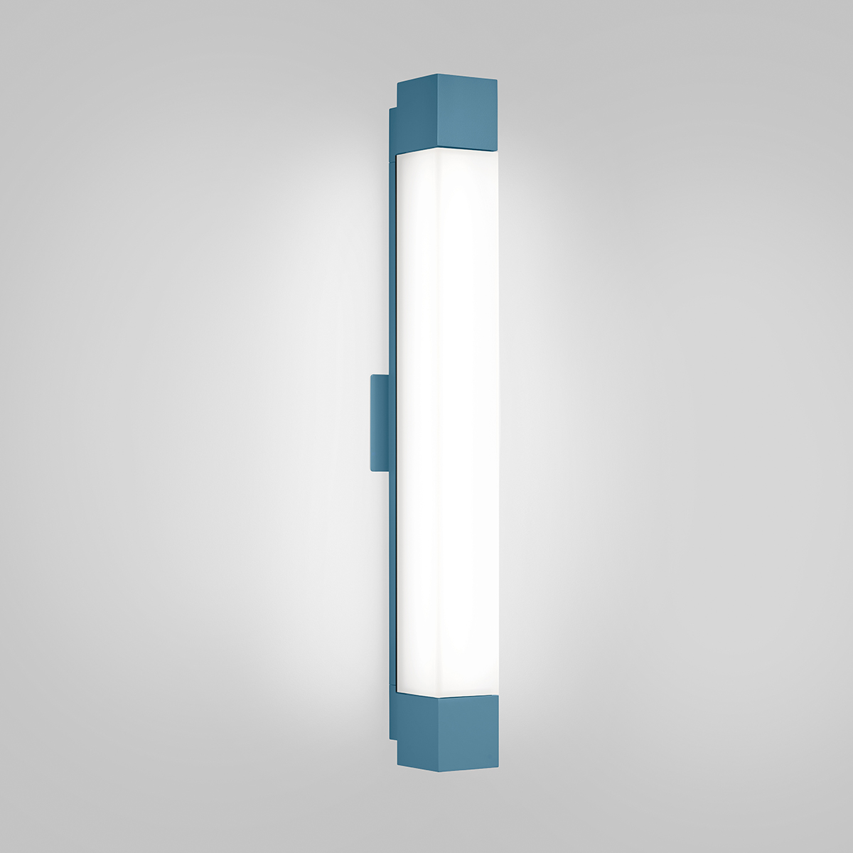 A luminous rectangular wall sconce with solid end caps 