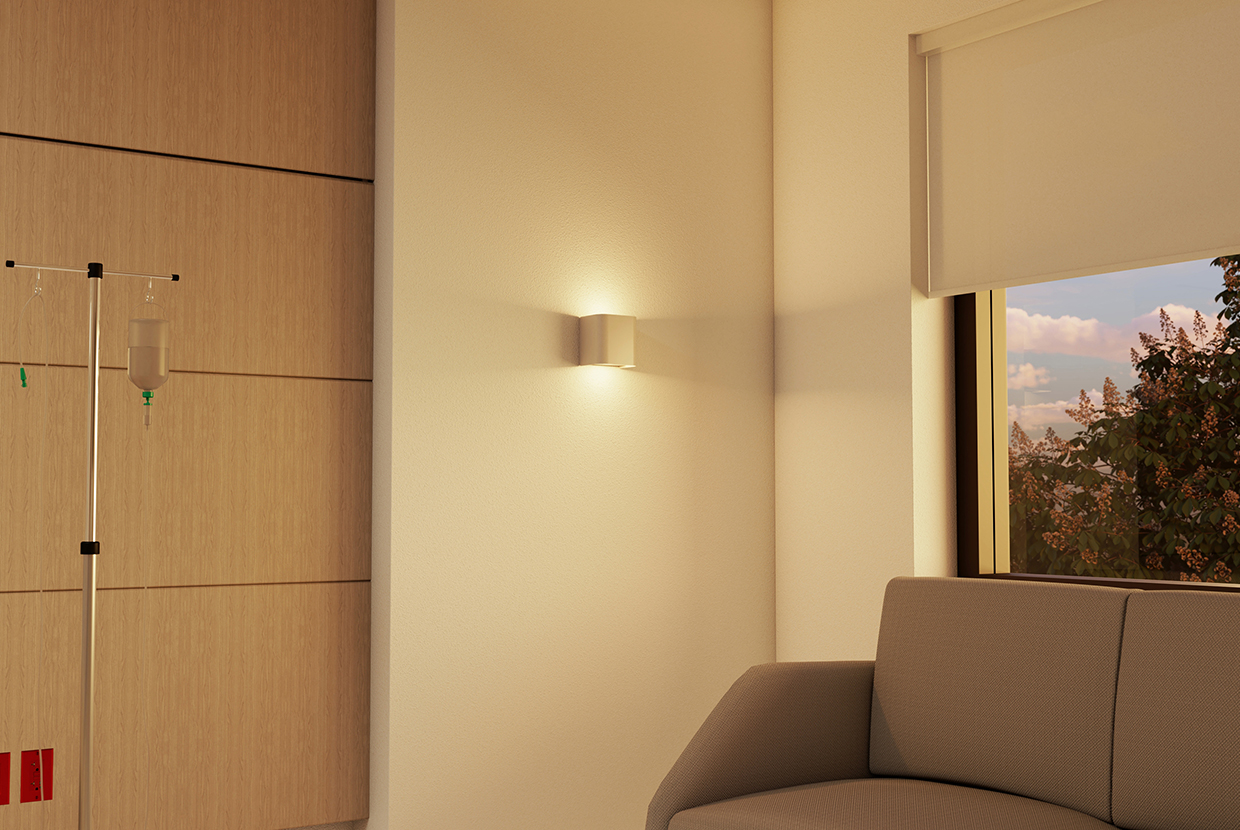 Anara sconce mounted in a hospital room