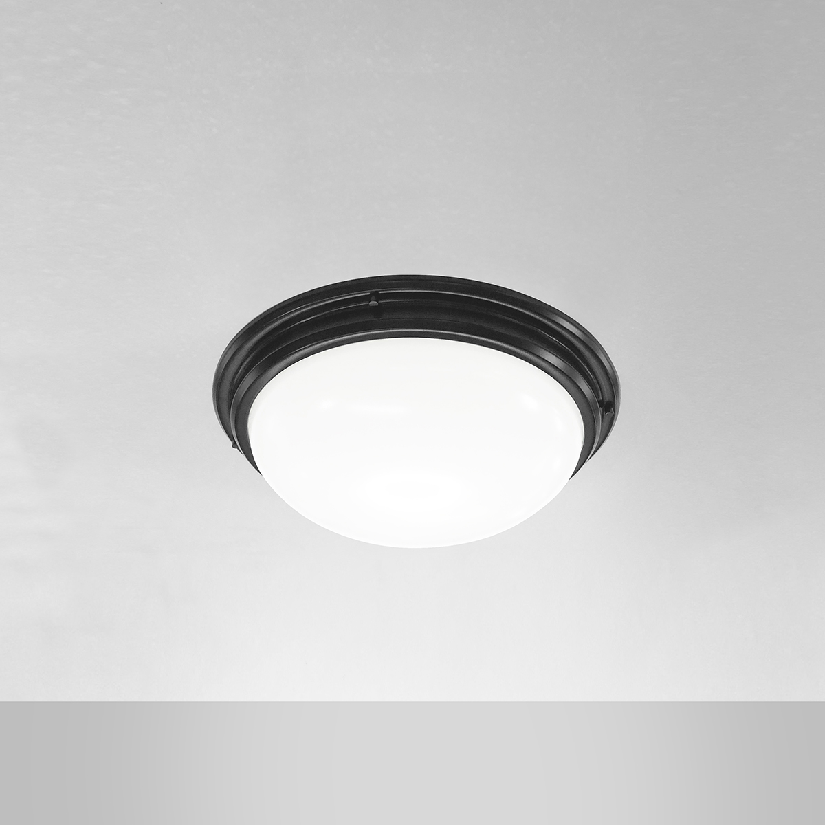 A ceiling-mounted bowl fixture