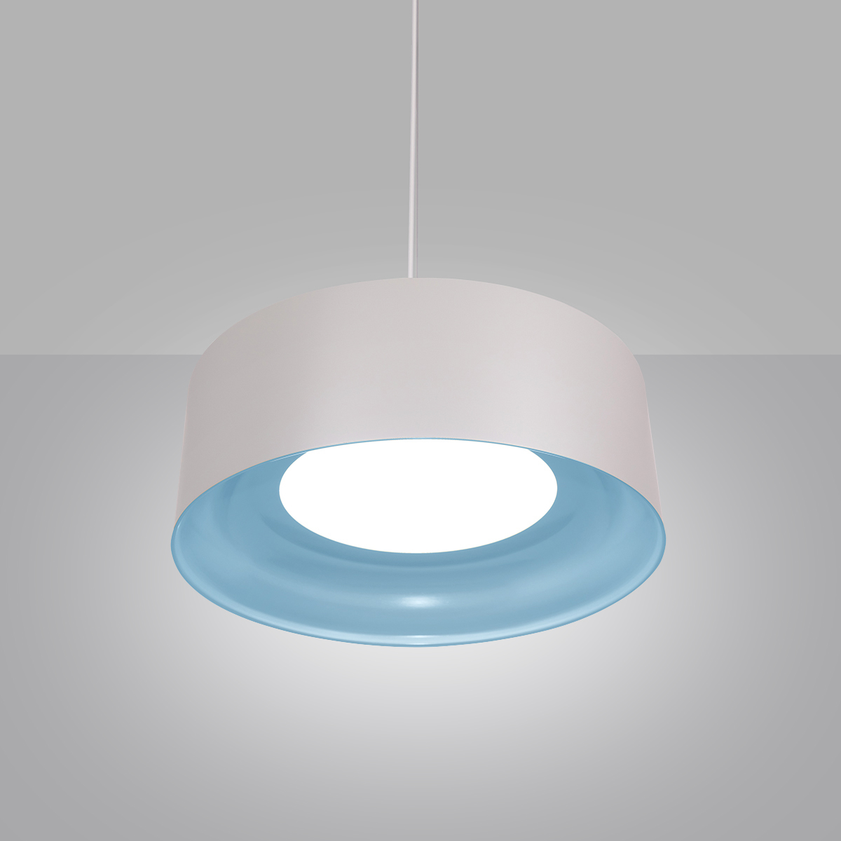 Drum ceiling light with LEDs and blue interior finish