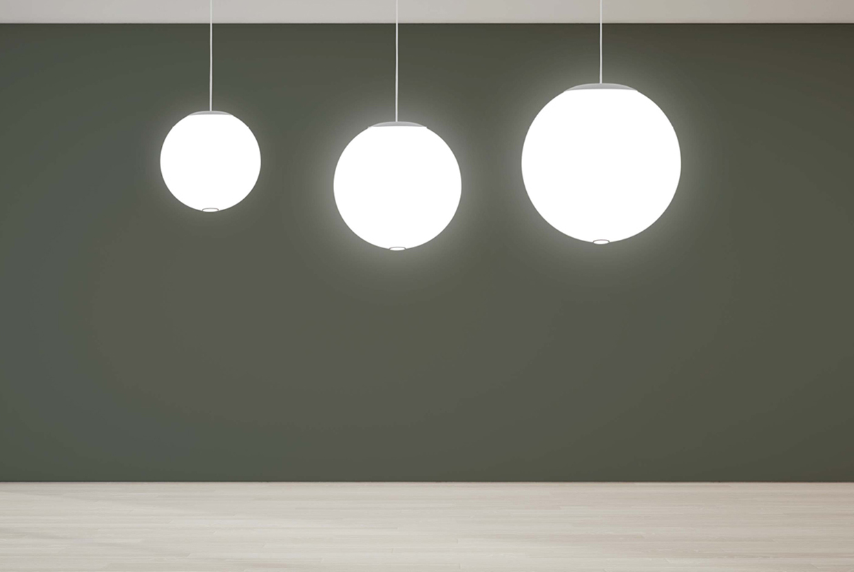 Zume DL | Three Sizes of Globe Style Indoor Pendant with Downlight Lighting | Visa Lighting