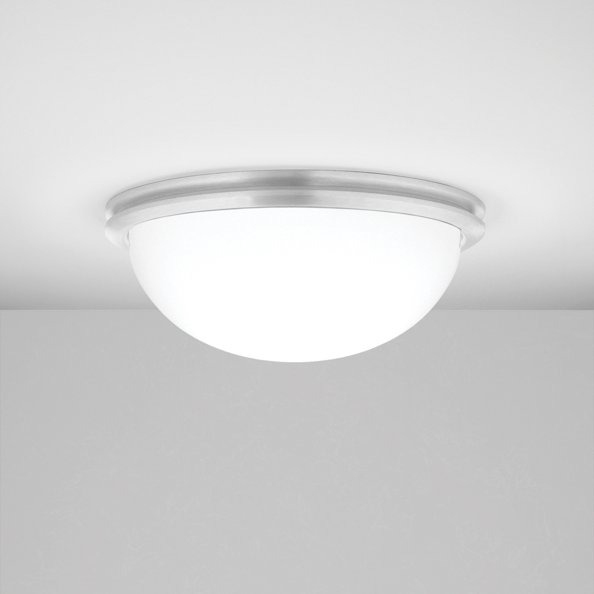 A ceiling-mounted bowl fixture with a deep luminous bowl