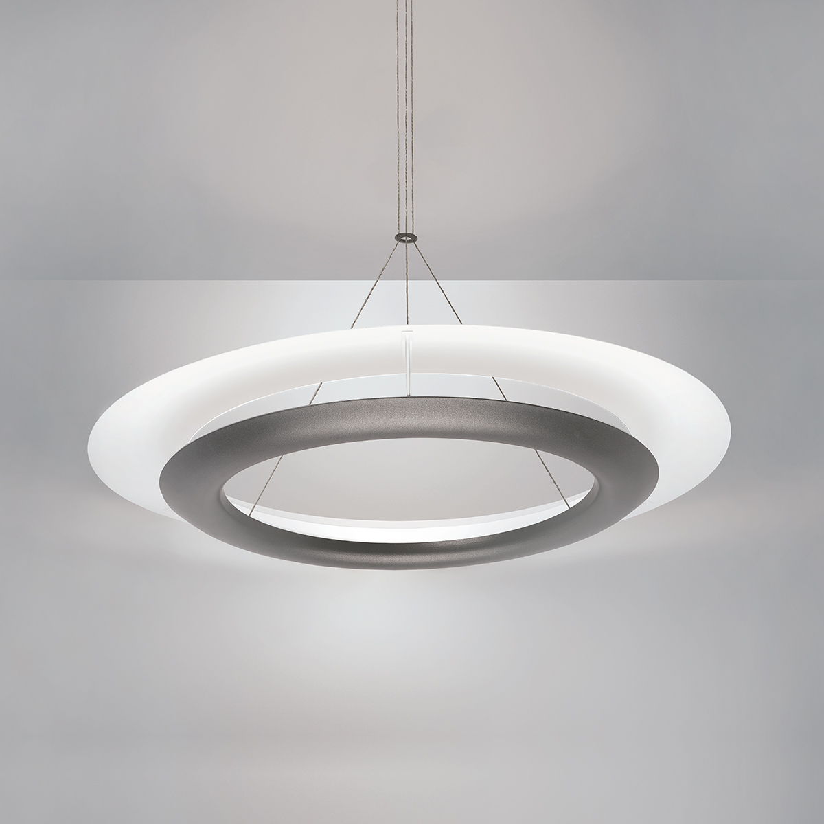 Ring pendant light with Mid Century design aesthetic 