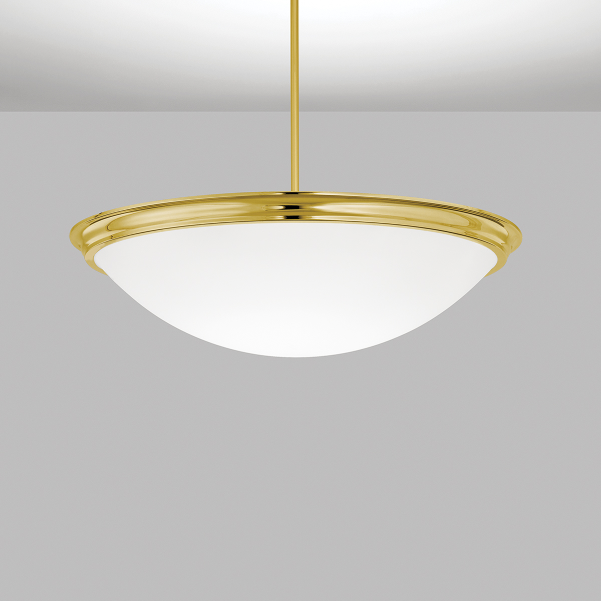 A large bowl pendant suspended with a stem