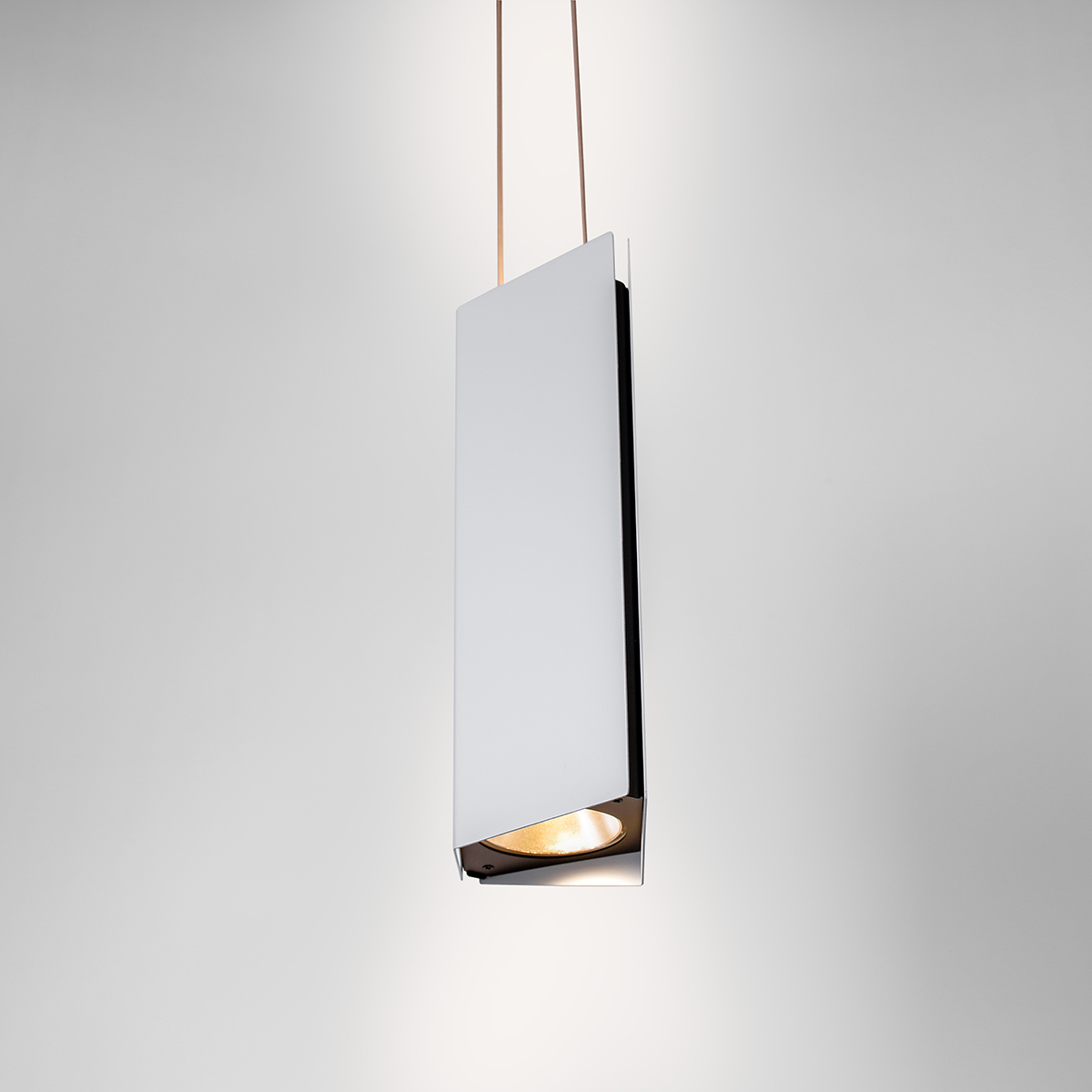 Ridge updown pendant bottom, side view with downlight | Visa Lighting