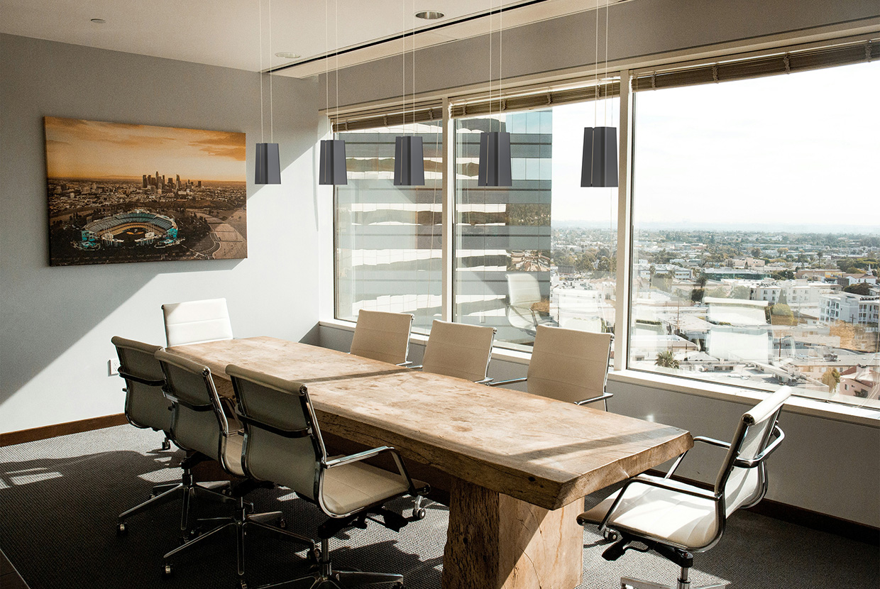 Mesa pendants conference room slate gray up/down pendants