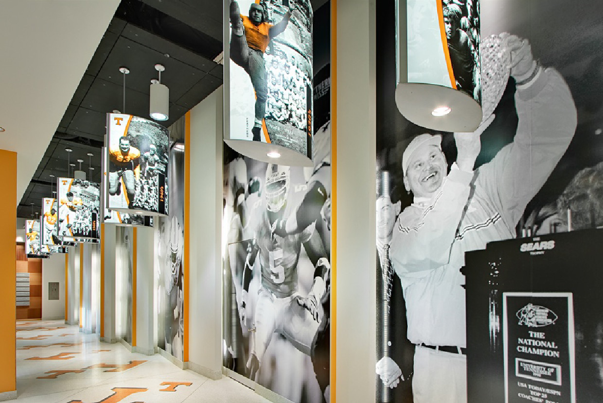 Custom pendant lights with photos of football players for stadium