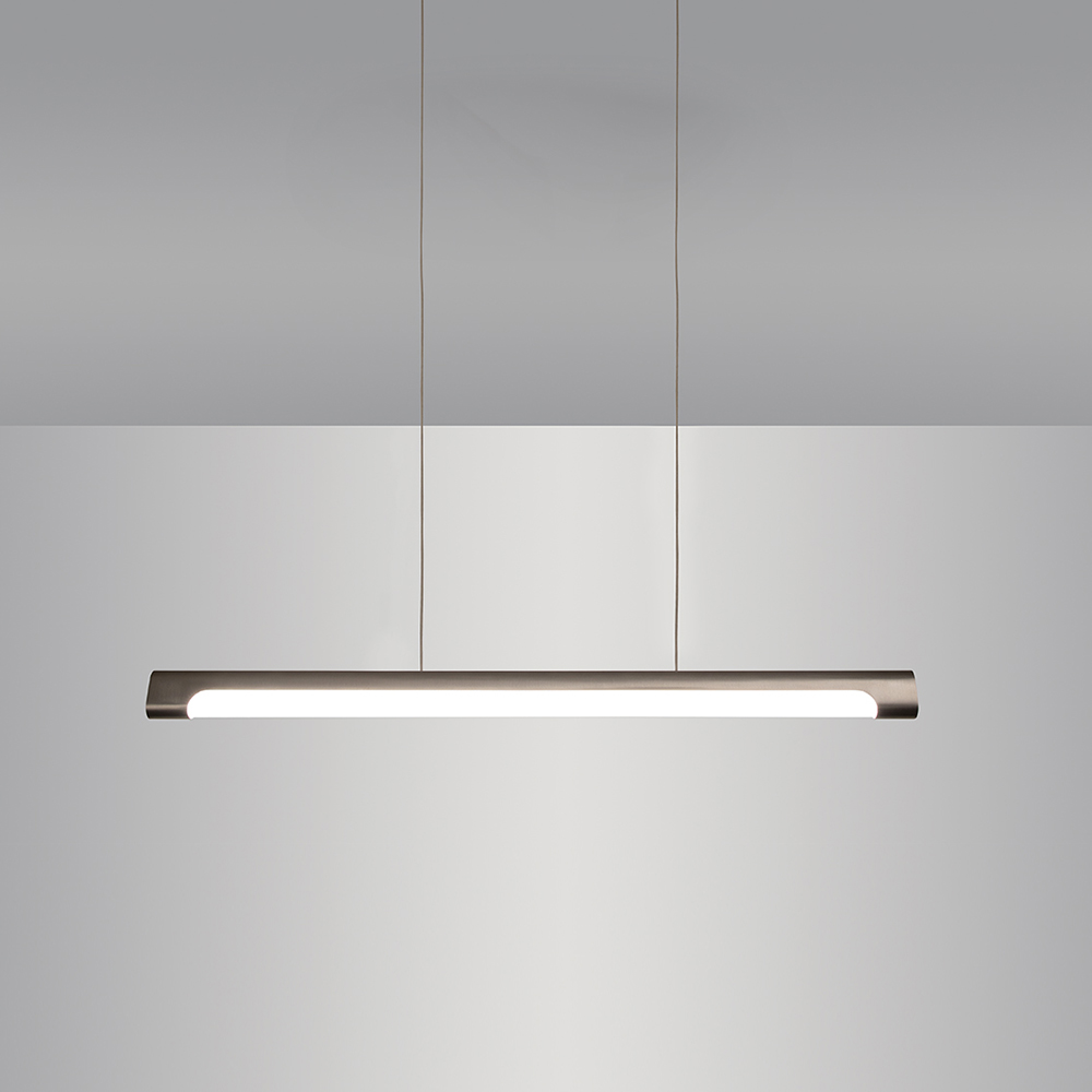 The sleek Nacelle linear pendant light fixture breaks out of the monotony of most linear suspended lights, delivering softer lighting.