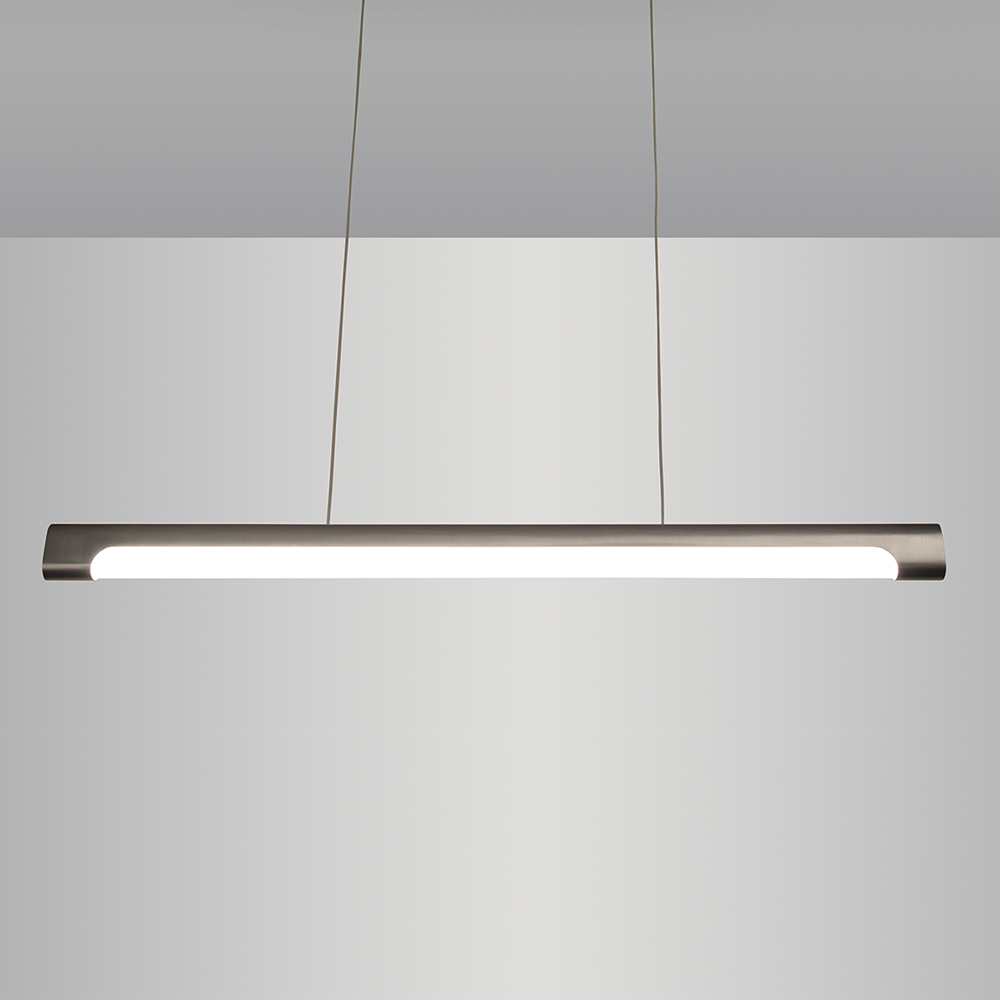 The sleek Nacelle linear pendant light fixture breaks out of the monotony of most linear suspended lights, delivering softer lighting.