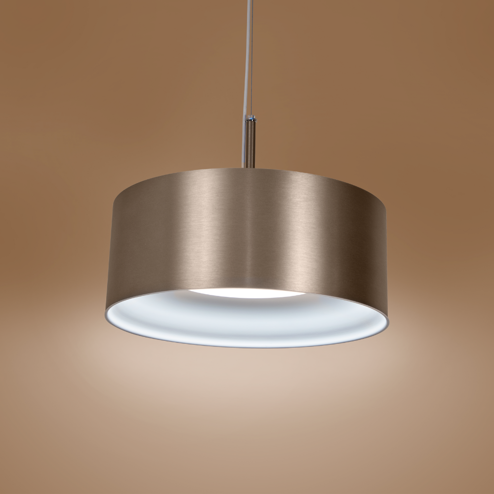 Riff drum pendant light with bronze shade finish