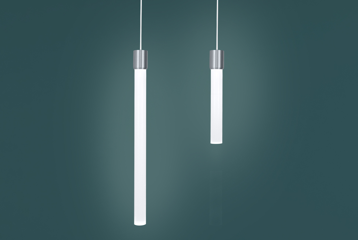 Theo light rod pendants are available in two sizes from Visa Lighting