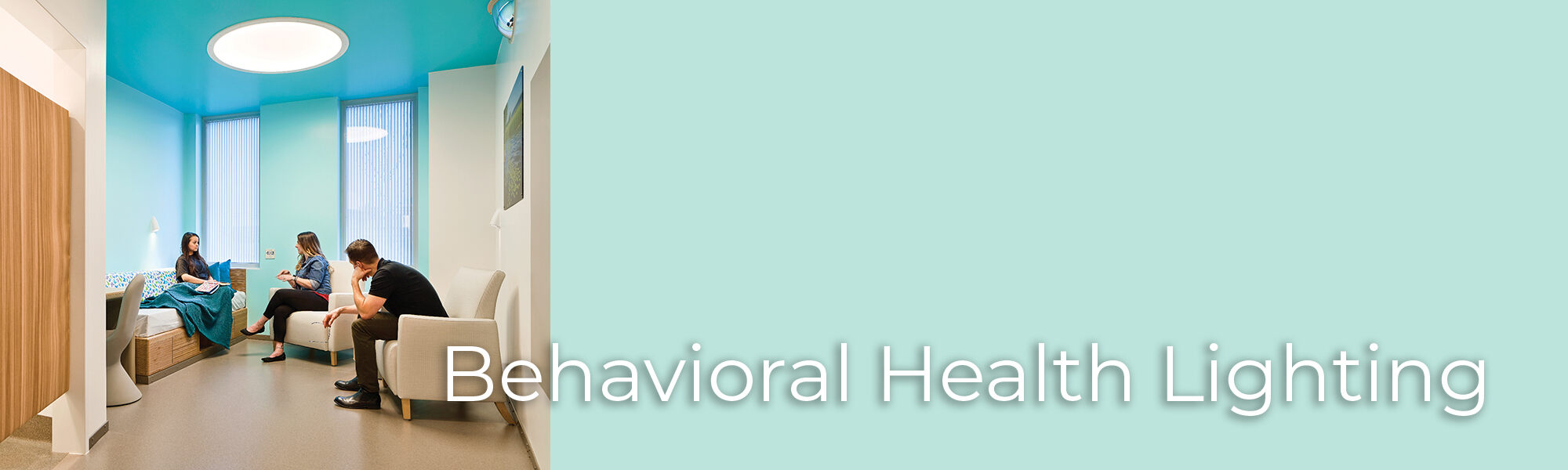 Behavioral health lighting banner with patient room