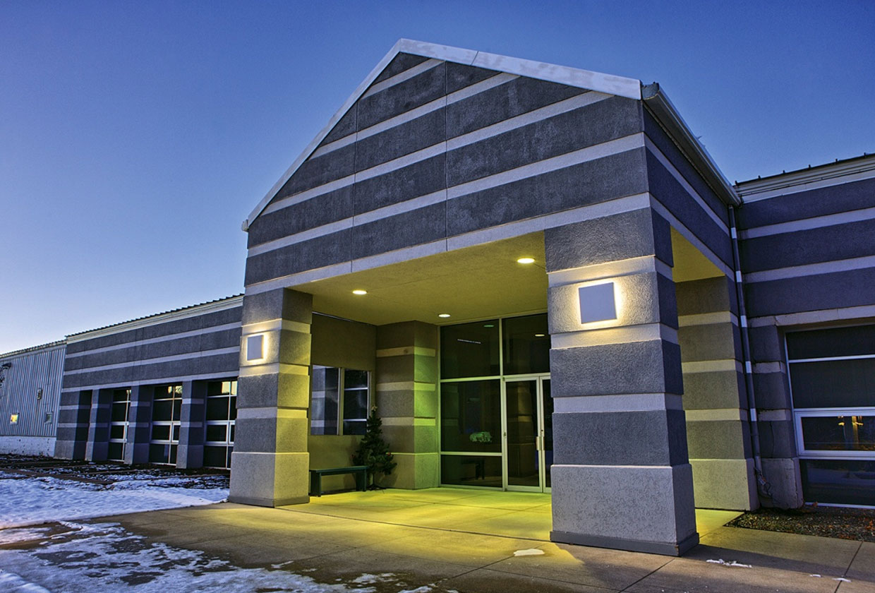 Southride Lights on outside of building at night