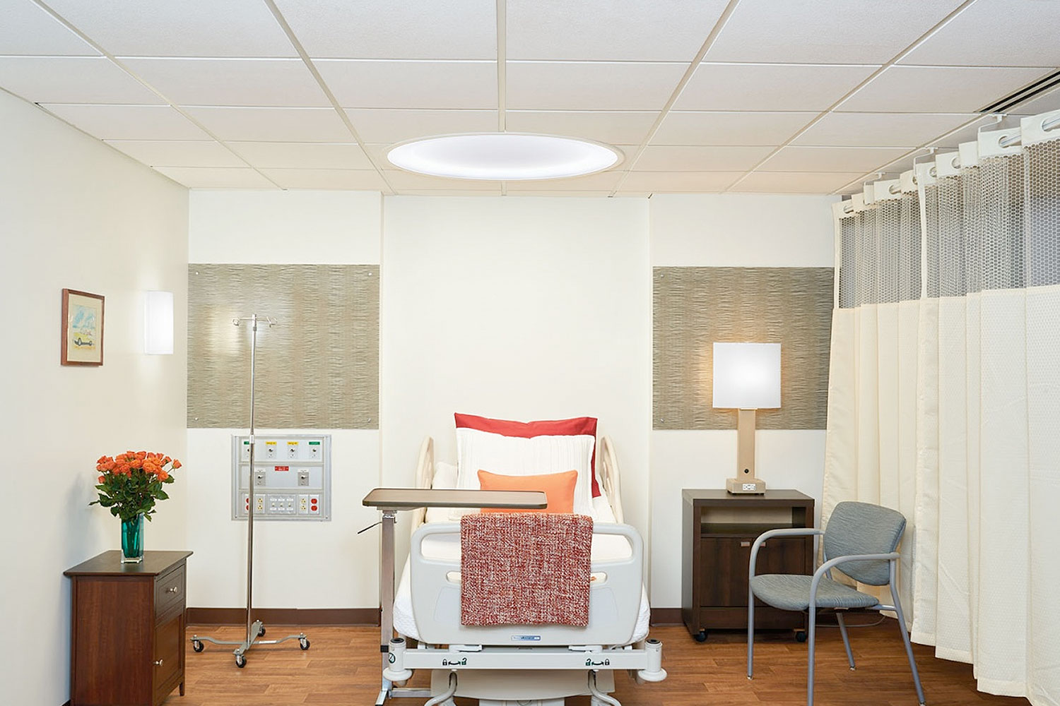 symmetry over hospital bed lighting full room